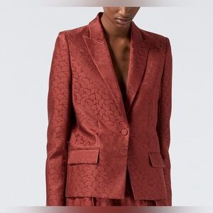 NWT THE KOOPLES PINK JACQUARD SATIN SUIT JACKET Size 34